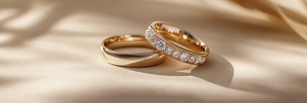 Eheringe aus Gold im Sonnenlicht
