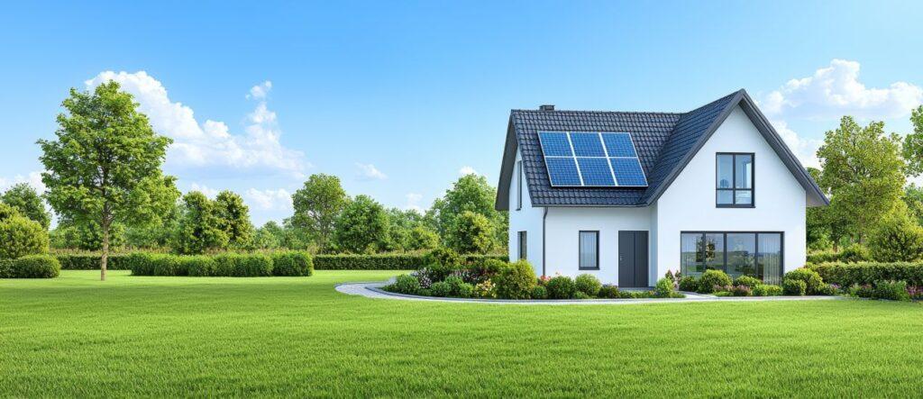 modernes einfamilienhaus mit solarpanelen und nachhaltiger haustechnik fuer sanitaer moenchengladbach